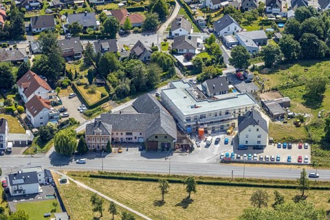 Aerial photo, Gesundheitsteam Hoff, construction of 19 flats suitable for senior citizens, Wickeder