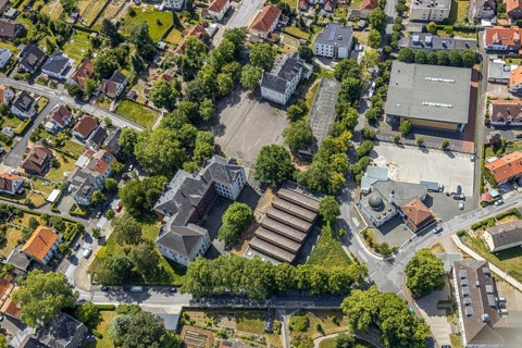 Aerial view, Catholic secondary school Overbergschule, Overberg sports hall, central mosque, Am