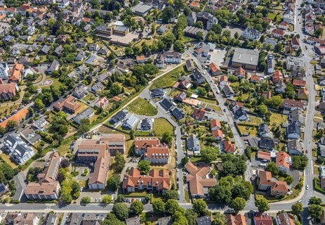 Aerial view, Westuffler Weg, Haus Amadeus retirement home, Haus Mozart, Werl, Soester Börde, North