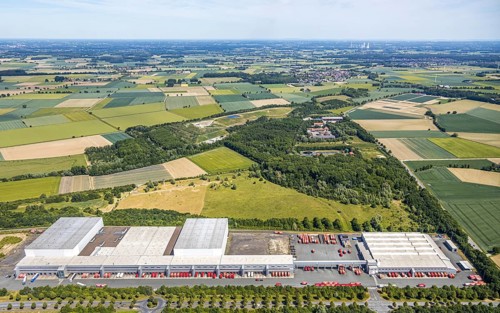 Aerial view, ATU warehouse, Werl sewage treatment plant, Soest waste management company, KonWerl
