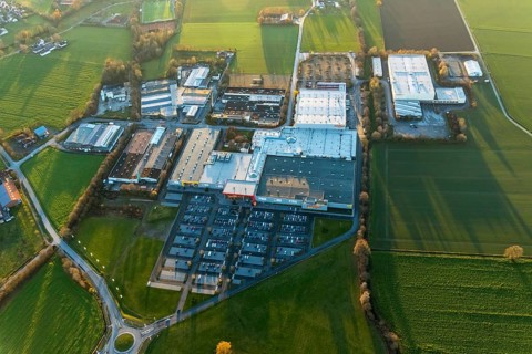 Aerial view, Processionsweg industrial estate, Möbel Turflon, car parks, Werl, North