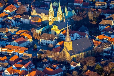 Aerial view, Old Town, Basilica of the Visitation of the Virgin Mary, Walburgisstraße, Old