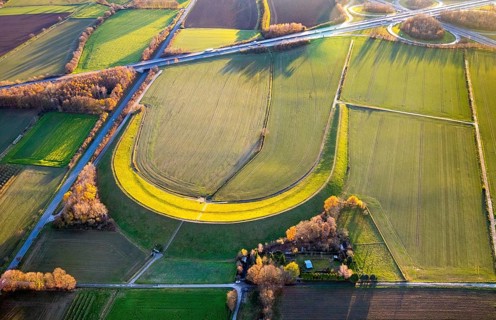 Aerial view, Wall landscape, Wickeder Straße, A44 motorway, Werl motorway junction, Werl, North