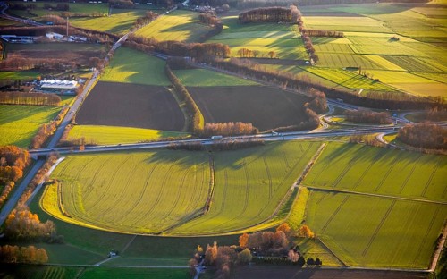 Aerial view, Wall landscape, Wickeder Straße, A44 motorway, Werl, North Rhine-Westphalia, Germany
