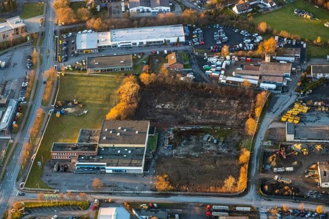Aerial view, Kettler Outlet Werl, Wilhelm Jonas car dealership, Neuwerk site, Werl, North