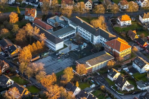 Aerial view, Marien-Gymnasium, construction site, Werl, North Rhine-Westphalia, Germany