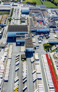 Aerial view, Corona at Tönnies, headquarters of Fleischfabrik Tönnies Lebensmittel GmbH & Co. KG,
