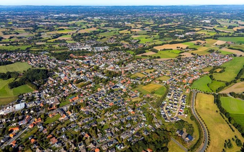 Aerial view, local view Neuenkirchen, Rietberg, OWL, Ostwestfalen-Lippe, East Westphalia, North