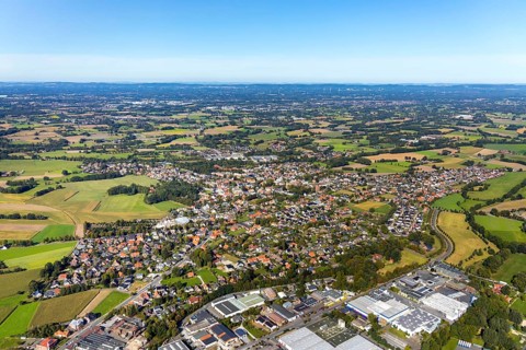 Aerial view, local view Neuenkirchen, Rietberg, OWL, Ostwestfalen-Lippe, East Westphalia, North