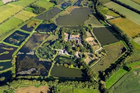 Aerial view, Rietberg estate, pond meadows, Rietberg fish ponds, Rietberg, OWL, East