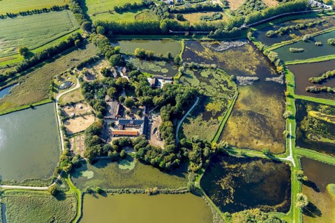 Aerial view, Rietberg estate, pond meadows, Rietberg fish ponds, Rietberg, OWL, East