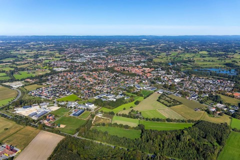 Aerial view, town view, Rietberg, OWL, Ostwestfalen-Lippe, East Westphalia, North Rhine-Westphalia,