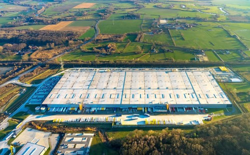 Aerial view, industrial estate in Lenklar, in the Wahrbrink-West industrial estate, Euroroll GmbH,