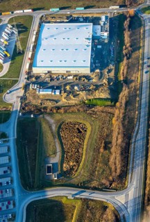 Aerial view, industrial estate in Lenklar, in the Wahrbrink-West industrial estate, Euroroll GmbH,