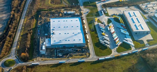Aerial view, industrial estate in Lenklar, in the Wahrbrink-West industrial estate, Euroroll GmbH,