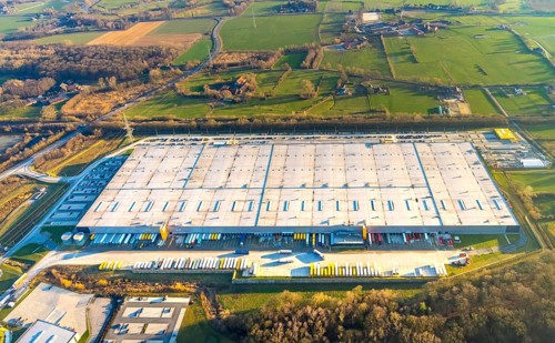Aerial view, industrial estate in Lenklar, in the Wahrbrink-West industrial estate, Euroroll GmbH,