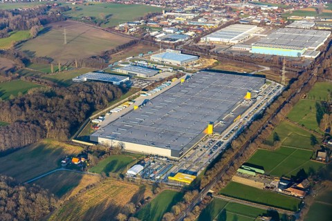 Aerial view, industrial estate in Lenklar, in the Wahrbrink-West industrial estate, Euroroll GmbH,