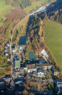 Aerial photo, Romantikhotel und Wellnesshotel Deimann, construction site renovation, Winkhausen,