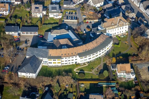Aerial view, Johannesbad Kliniken Fredeburg Physiotherapie, Fredeburg, Schmallenberg, Sauerland,