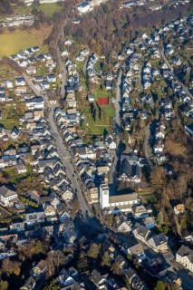 Aerial view, St George's Catholic Church, Fredeburg, Schmallenberg, Sauerland, North