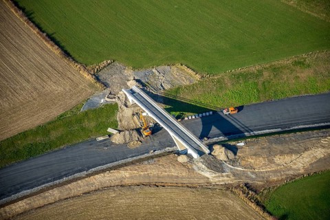 Aerial view, bridge construction bypass road L776n, Fredeburg, Schmallenberg, Sauerland, North