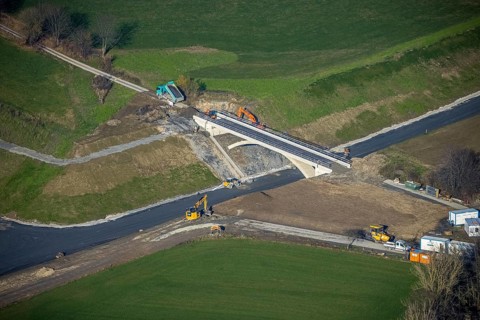 Aerial view, bridge construction bypass road L776n, Fredeburg, Schmallenberg, Sauerland, North