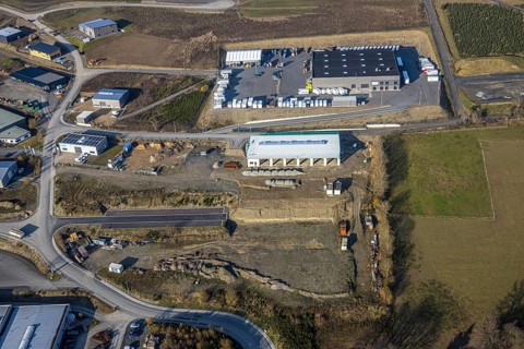 Aerial view, industrial park Hochsauerland, federal road B511, Bad Fredeburg, Wormbach,