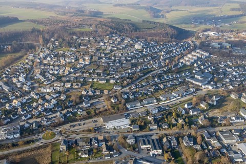 Aerial view, construction site, new residential quarter Am Alten Bahnhof, local view,