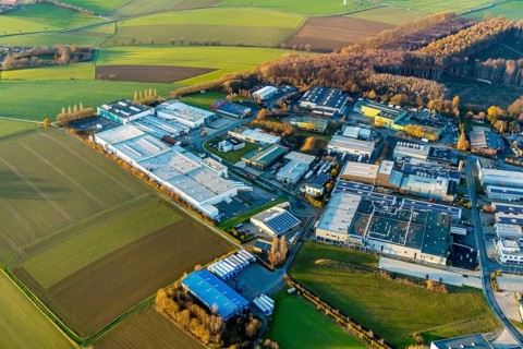Aerial photo, Westerhaar industrial estate, forest damage, clear-cutting and spruce felling, Werl,