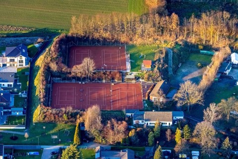 Aerial view, tennis courts, tennis centre TV Wickede 1890, Wickede, Sauerland, North