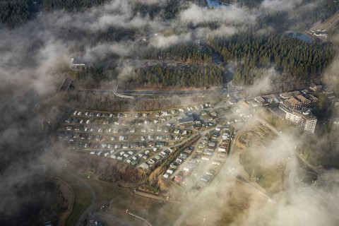 Aerial view, Winterberg campsite on the Kapperundweg, Winterberg, Sauerland, North