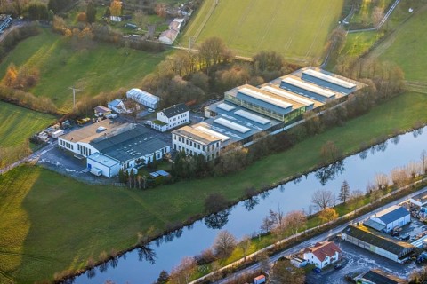 Aerial view, industrial estate Am Graben, river Ruhr, Bongard Machines GmbH, Voß & Eiffert GmbH,
