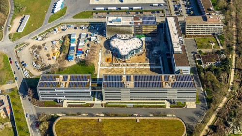 Aerial photograph, ALDI SOUTH Group, expansion stages, new building, Styrum, Mülheim an der Ruhr,