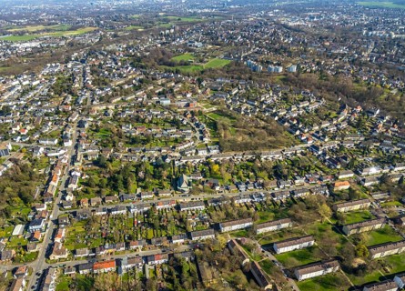 Aerial view, overview old town II, Mülheim an der Ruhr, Ruhr area, North Rhine-Westphalia, Germany,