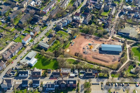 Aerial photo, open-air hall in Styrum sports park Styrum, Tengelmann-Arena, Styrum, Mülheim an der