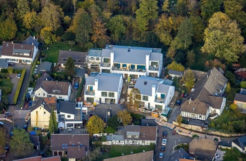 Aerial view, new development area Otto-Pankok-Straße, Saarn, Mülheim an der Ruhr, Ruhr area, North