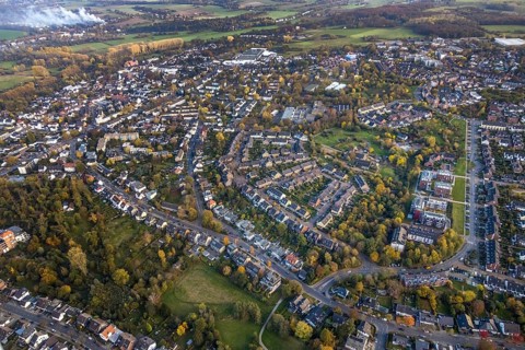 Aerial view, residential area, Saarn, Mülheim an der Ruhr, Ruhr area, North Rhine-Westphalia,