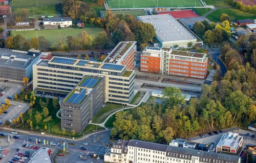 Aerial view, ALDI International Services company campus, Saarn, Mülheim an der Ruhr, Ruhr area,
