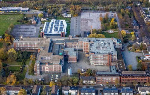Aerial view, former company premises Tengelmann Warenhandel, Speldorf, Mülheim an der Ruhr, Ruhr