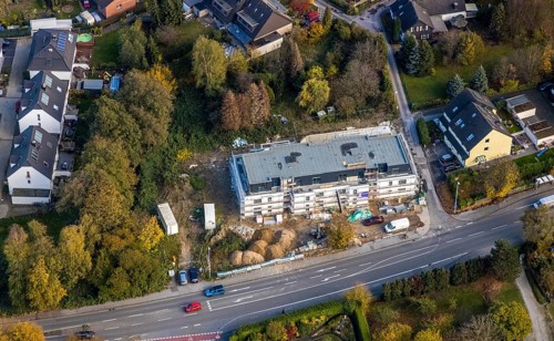 Aerial photo, new construction site Kölner Straße, Fahrkamp, Saarn, Mülheim an der Ruhr, Ruhr area,
