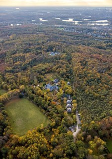 Aerial view, Landhaus Thyssen in the forest area, Großenbaumer Straße, Saarn - West, Mülheim an der
