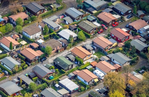 Aerial photo, leisure domicile Entenfangsee, Am Entenfang, permanent campers, permanent residences,