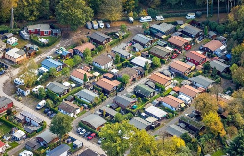 Aerial photo, leisure domicile Entenfangsee, Am Entenfang, permanent campers, permanent residences,