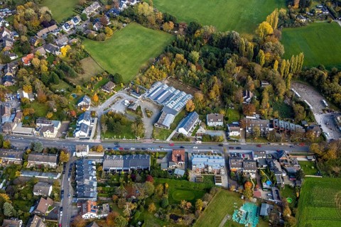 Aerial view, construction area Christof Rumbaum Gartenbau und Baumschule, Saarn - Süd, Mülheim an