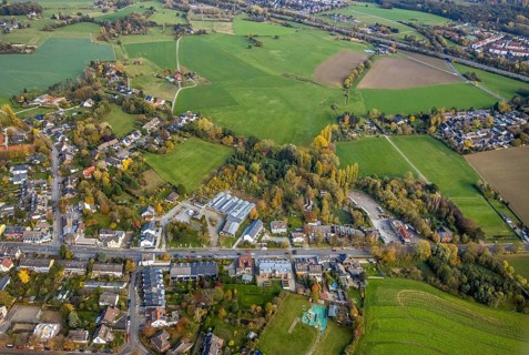 Aerial view, construction area Christof Rumbaum Gartenbau und Baumschule, Saarn - Süd, Mülheim an