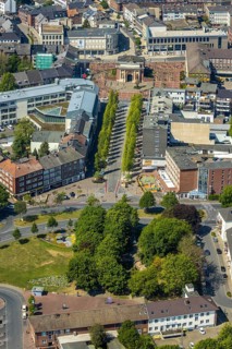 Aerial view, Berliner Tor Wesel, Berliner-Tor-Platz, greened Wilhelmstraße, Franz-Etzel-Platz,