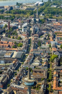 Aerial view, TV tower Wesel Langer Heinrich, protestant church Willibrordi-Dom, Hohe Straße