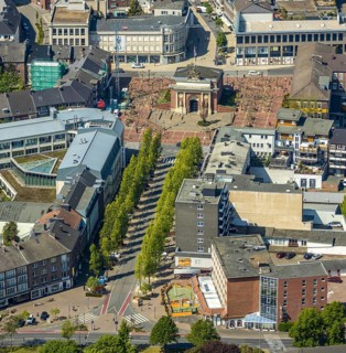 Aerial view, Berliner Tor Wesel, Berliner-Tor-Platz, green Wilhelmstraße, Fusternberg, Wesel, Ruhr
