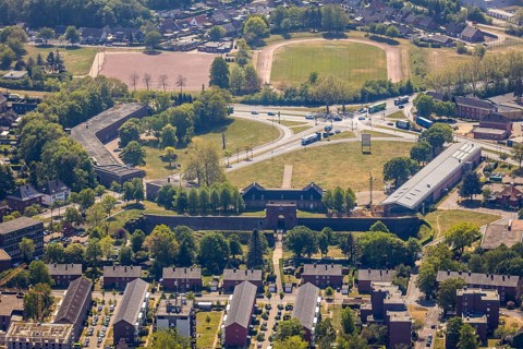 Aerial view, Wesel Citadel, Wesel Music and Art School, City Archive, LVR-Niederrheinmuseum Wesel,
