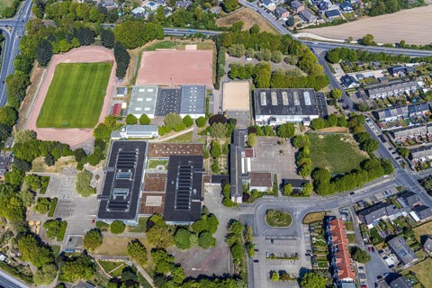 Aerial view, Schulzentrum Nord 2, Konrad-Duden-Gymnasium, Konrad-Duden-Realschule, Eislaufcenter